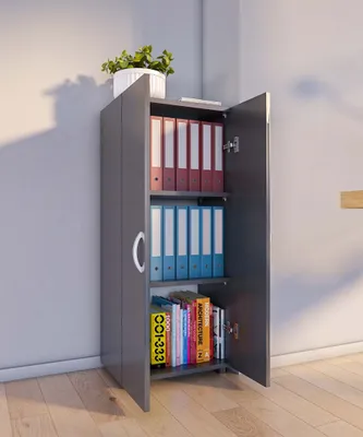 Produktbild von VCM Büroschrank mit 3 Fächern | moderner Aktenschrank mit Drehtüren | Maße ca. H. 108 x B. 49 x T. 34 cm – Ulas 3-Fach