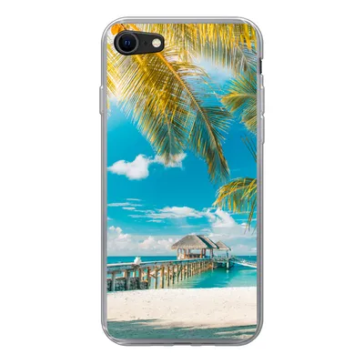Produktbild von MuchoWow® Handyhülle Schutzhülle Hülle für iPhone 7 Tropisch - Strand - Palme Silikon Softcase Handy Hülle - Kartenhalter