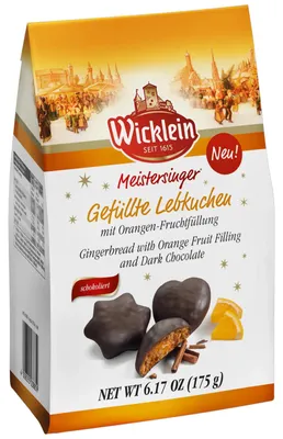 Zdjęcie produktu dla Wicklein, pierniczki "Meistersinger" z nadzieniem pomarańczowym, 175g