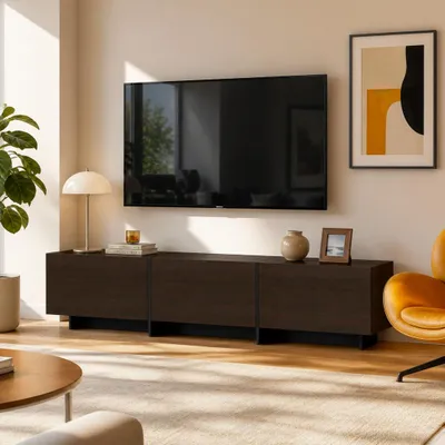 Produktbild von 180 cm TV-Schrank mit 3 Türen, Lowboard, Wohnzimmer, Braun, MDF, 180 × 30 × 38 cm