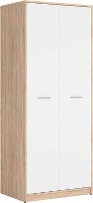 Kleiderschrank Nepo Plus 80 cm Sonoma Eiche/Weiß - 2-türig, Korpus in Laminat mit Kratzschutz