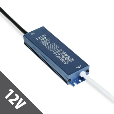 Zdjęcie produktu dla Zasilacz LED 12 V, 60 W, wodoodporny IP67 – transformator 12 V DC, 5 A – sterownik LED do zastosowań zewnętrznych – przeznaczony do taśm LED, kamer i oświetlenia ogrodowego [55002-12IP], Obraz wygenerowany przez AI