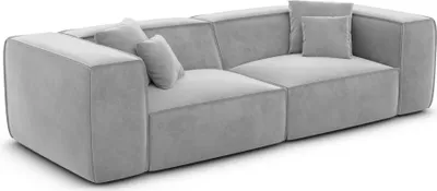 Produktbild von Samtstoff 3-Sitzer Couch Arelia Hellgrau