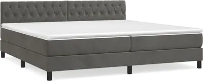 Image de vidaXL Lit boxspring avec matelas gris foncé 200x200 cm velours