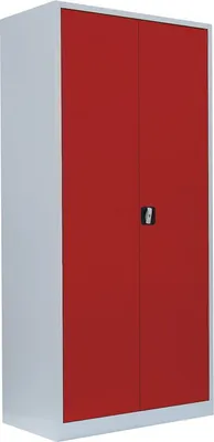Produktbild von Stahl-Aktenschrank Metallschrank abschließbar Büroschrank Stahlschrank 195 x 92,5 x 60cm Lichtgrau/Rot 530364