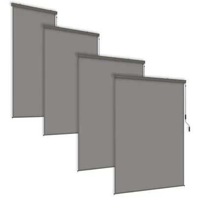 Image de Store d'obscurcissement TRMLBE 120x250 cm Store extérieur avec manivelles pour store Store vertical Protection UV Protection visuelle Store vertical Maintien du mur, Gris clair
