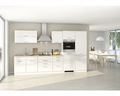 Produktbild von Held Möbel Küchenzeile mit Geräten Mailand 350 cm weiß hochglanz zerlegt Variante reversibel 628.1.6210