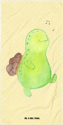 Produktbild von Mr. & Mrs. Panda Handtuch Schildkröte Pfeifen - Gelb Pastell - Geschenk, Depression, Schildkröten, Glück, Badelaken, Duschtuch, Motivation, Frotteehandtuch, Strandtuch