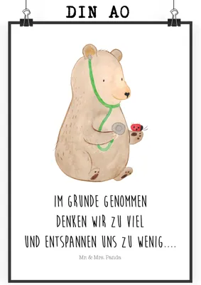 Produktbild von Mr. & Mrs. Panda Bild Bär Arzt DIN A0 - Weiß - Geschenk, Teddy, Wandbild, Doktorin, Plakat, Doktor, drucke, Ärztin, Kunstdruck, wanddeko, Professor