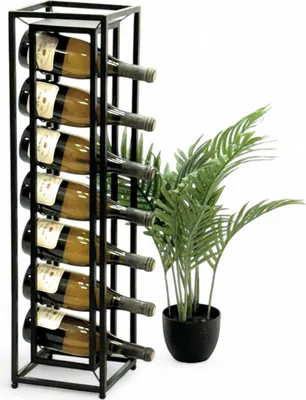 Produktbild von DanDiBo Weinregal Metall Schwarz Stehend Diamant 80 cm 96621 Flaschenregal Weinständer Flaschenhalter Schmal Modern