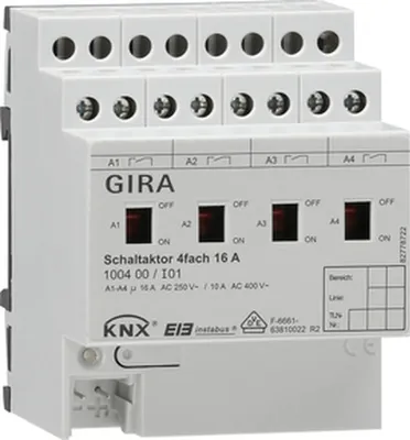 Zdjęcie produktu dla Aktor przełączający GIRA 4-kanałowy 16A 100400 KNX/EIB REG