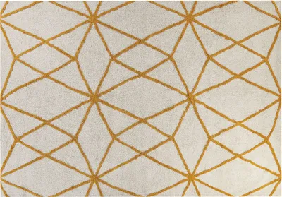 Produktbild von BELIANI Teppich Weiß / Gelb Baumwolle 160 x 230 cm Rechteckig Geometrisches Muster Boho Fußbodenheizug Geeignet Wohnzimmer Schlafzimmer Esszimmer Flur