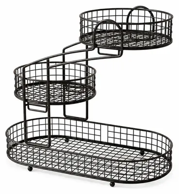 Produktbild von Küchen Organizer 3 Etagen, Metall Obstkorb für Arbeitsplatte, Gemüseaufbewahrung mit luftdurchlässigem Gitterdesign, platzsparender Vorratskorb
