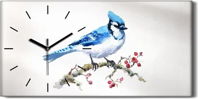 Produktbild von Dekor Leinwand Uhr Wandbilder 60x30 Gemälde Abstrakter Zweig Früchte Tier Vogel - schwarze Hände