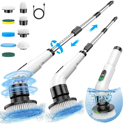Produktbild von Tekoo Reinigungsbürste Elektrische Reinigungsbürste, Putzbürste Elektrisch mit 9 Bohrköpfen , Fliesen,Glas,Keramik,Fugen,Edelstahl
