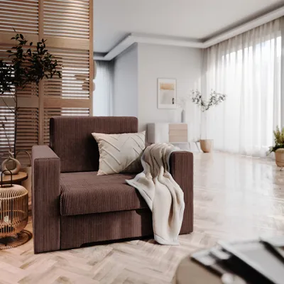 Productafbeelding van Slaapstoel, fauteuil MALIA, bekleding: stof Poso, kleur: bruin