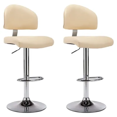 Image de Tabourets de bar lot de 2 crème similicuir