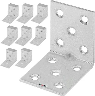 Produktbild von KOTARBAU® 100er Set Winkelverbinder 50 x 50 x 40 x 2 mm mit Sicke Stahl Bauwinkel Montagelöcher Möbelverbinder Verzinkt Schwerlast Holzverbinder Montagewinkel