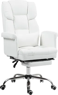 Produktbild von Ergonomischer Bürostuhl, höhenverstellbar 48-56 cm, neigbare Rückenlehne, Fußstütze, Weiß
