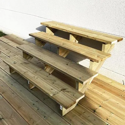 Produktbild von Außentreppe 4 Stufen - Holz 71 cm hoch und 29 cm tief