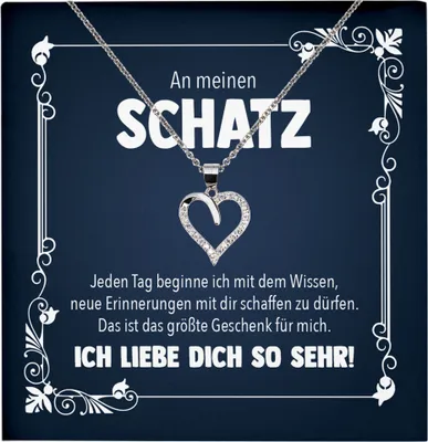 Produktbild von 22Feels Echt Silber Halskette - Frauen Geschenk Schmuck Set Hochzeitstag Valentinstag Ehefrau Freundin Jahrestag - Herz Anhänger, Karte
