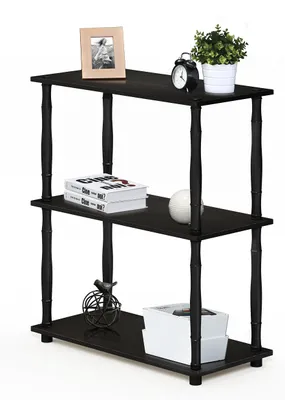 Obrázek produktu pro Furinno, kompaktní víceúčelová police se 3 úrovněmi, dřevo, barva espresso/černá, rozměry 29,46 x 59,94 x 75,18 cm