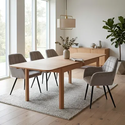 Produktbild von Krok Wood Esstisch, Esszimmertisch, Ausziehbarer Tisch Louise 160x90х75 cm (220(160+60) x90x75 cm) aus massivem Buchenholz