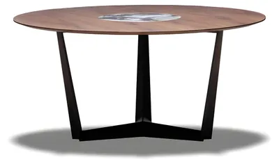 Produktbild von Eleganter runder Esstisch aus Holz in Braun für stilvolle Essbereiche