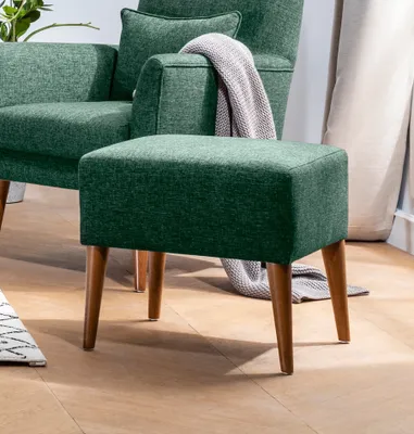 Image de Hanah Home, Zeni - Green, Pouf, Vert, lin, 50 x 45 x 46 x cm