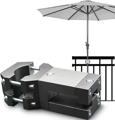 Produktbild von Stabiler Sonnenschirmhalter - Sonnenschirmständer für Balkon eckige Geländer - sichere Sonnenschirmbefestigung ohne Bohren