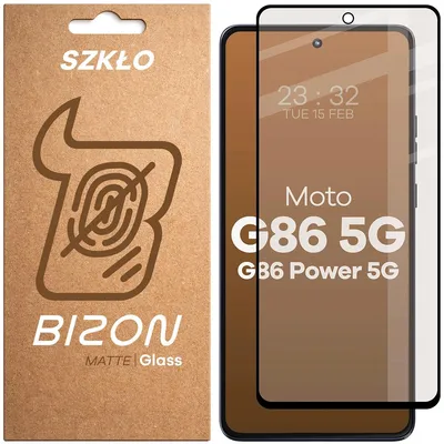 Produktbild von Mattes Hartglas für Motorola Moto G86 5G / G86 Power 5G, Bizon Glass Matte, Schwarzer Rahmen