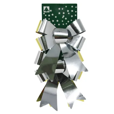 Produktbild von Weihnachts Outdoorschleifen Dekoschleifen 2 Stück in silber Länge 14cm