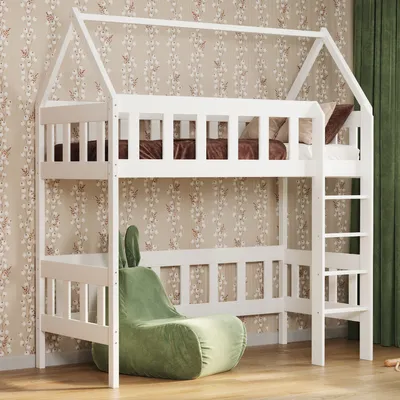 Image de Loft Bed Lit d'enfant superposé avec escalier Lit d'enfant surélevé Lit adulte adolescent, 80x160 blanc