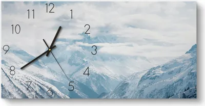 Produktbild von DEQORI Glasuhr 60x30 cm Zahlen 'Alpenmajestät' Wanduhr Glas Uhr Design leise Küchenuhr