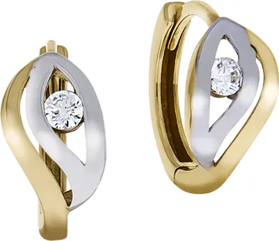 Produktbild von V Klappcreolen 375/- Gold 1,4cm mehrfarbig Zirkonia weiß 333310002-2