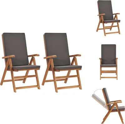 Obrázek produktu pro vidaXL Zahradní lehátka 2 ks s polštáři z masivního dřeva teak šedá - Zahradní židle