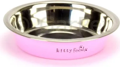 Produktbild von Katzenteller Katzennapf Futternapf Katze Fressnapf Katze Katzen Napf Katzennapf flach Wassernapf Edelstahl rosa