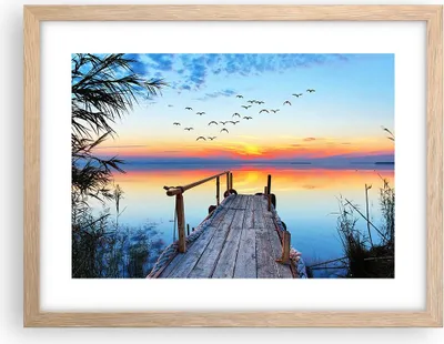 Produktbild von Gerahmtes Poster - Rahmen in heller Eiche - Brücke See - 40x30 cm - Wand Bild - Wanddeko - Wandbilder - Kunstposter - Wandposter - Bilderrahmen - Bilder - Kunstdruck - Wandbild - P2NAA40x30-3818
