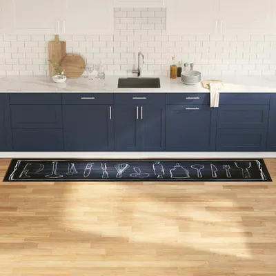 Obrázek produktu pro vidaXL Koberec do kuchyně černý 300 x 60 cm sametový