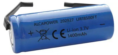 Produktbild von Wiederaufladbarer Li-Ion-Akku 18500, 3,7 V, 1300 mAh mit Lötstiften - Abmessungen 51 x 18 mm (Durchmesser)