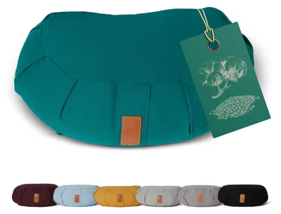 Zdjęcie produktu dla Poduszka do medytacji półksiężyc - Zafu - 45 x 30 x 14 cm - Wypełnienie z gryki - Zdejmowany pokrowiec do prania