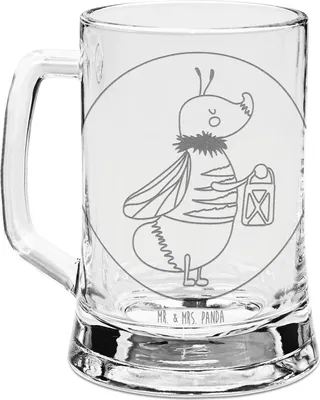 Produktbild von Mr. & Mrs. Panda Krug Glühwürmchen - Transparent - Geschenk, Jahrestag, Humpen, Lustige Sprüche, Liebesspruch, Seidel, Glaskrug, Gravur Bierkrug, Heiratsantrag, Liebe