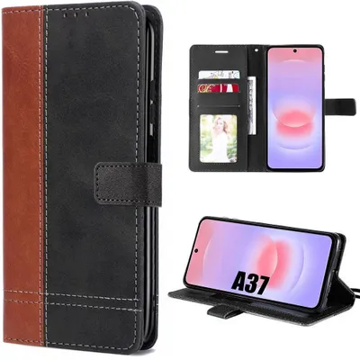 Image de Coque pour Samsung Galaxy A37 5G, Protection Rabat Antichoc Anti-Rayures Synthécuir Marron