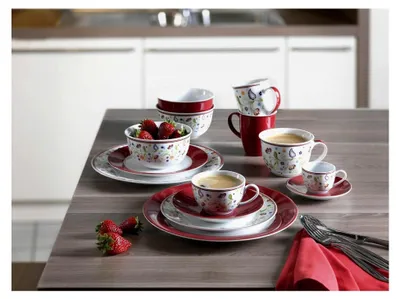 Produktbild von Tafelservice Doppio Shanti, 8-teilig, Porzellangeschirr, Rot