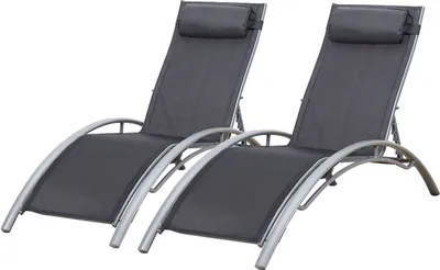 Image de Lot de 2 transats GALAPAGOS en textilène gris - aluminium gris