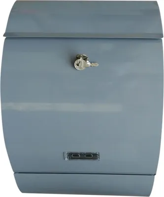 Produktbild von Jet-Line Design Briefkasten Letterbox anthrazit glänzend abschließbar Postkasten mit Zeitungsrolle, Sichtfenster und 2 Schlüsseln Breite: 29,5 cm Tiefe: 14 cm Höhe: 45 cm Wandbriefkasten aus Metall lackiert Mailbox mit Namensschild modern großes seitliches Sichtfenster Zeitungsfach gerundete Form zeitlos elegant für Briefe  Namenschild