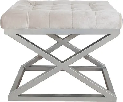 Produktbild von Hanah Home, Capraz - Silver, Dark White, Sitzpuff, 100 % METALL, Dunkelweiß, 50 x 40 x 42 cm