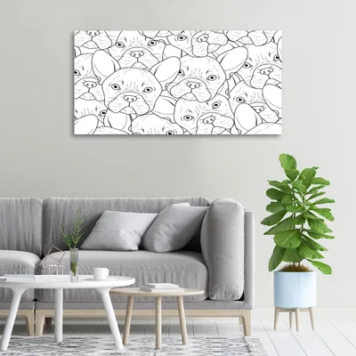 Produktbild von Tulup® Leinwandbild -100x50 cm - Wandkunst - Drucke auf Leinwand - Leinwanddruck  - Tiere - Schwarzweiß - Bulldoggen Hunde