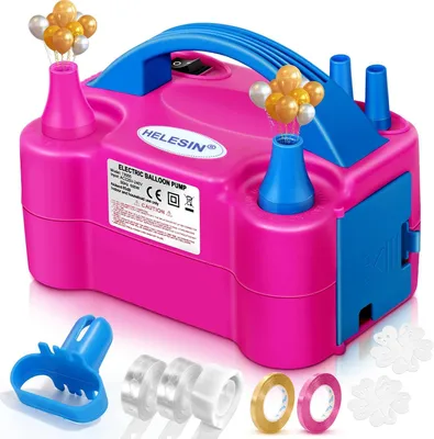 Produktbild von Elektrische Ballonpumpe – 600W, Doppelausgang, Ballonpumpe mit 2 Aufblasmodi – Elektrische Ballonpumpen für Geburtstagsdekoration – Partydekoration