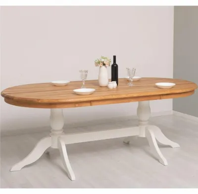 Produktbild von Casa Padrino Landhausstil Massivholz Esstisch Naturfarben / Weiß 210 cm